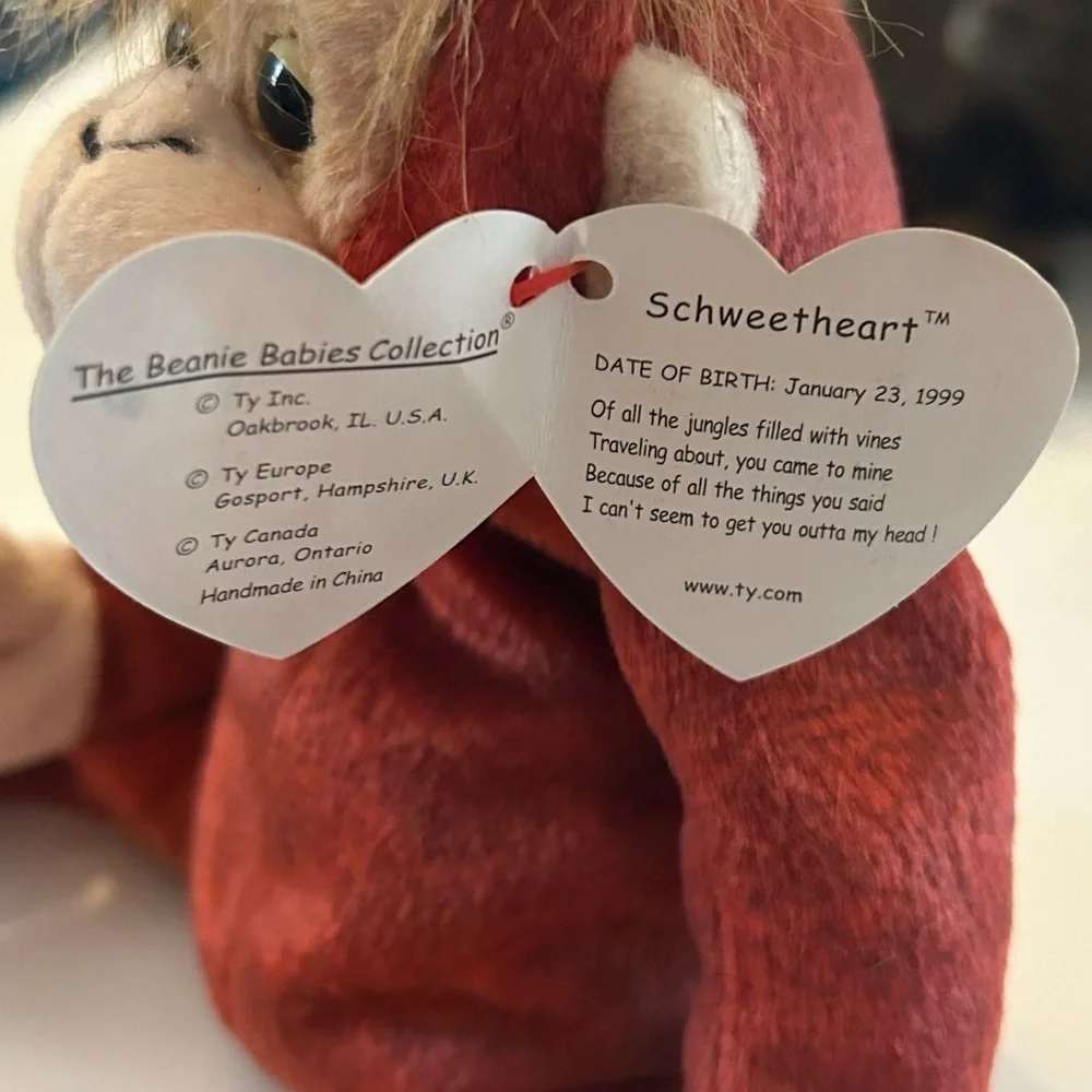 Beanie Babies Orangutan Schweetheart TY Rare 1st Edition Collectible Tag Errors